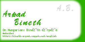 arpad bineth business card